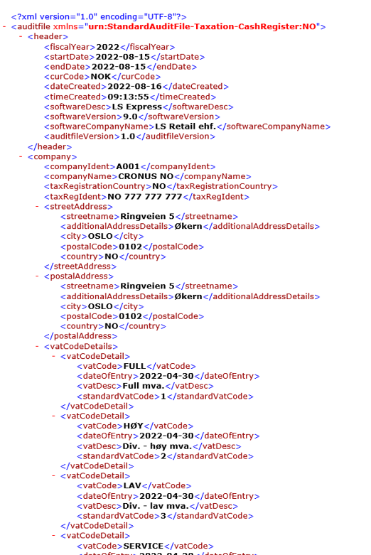SAF-T Setup in LS Express